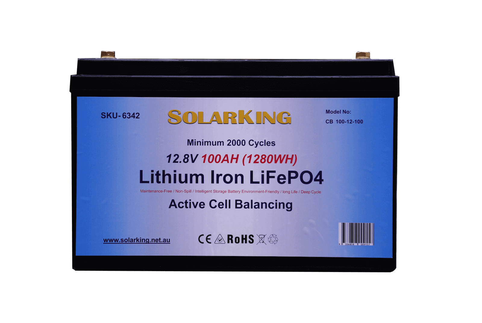 120AH 12.8VDC Lithium Iron SolarKing Battery  CB-120-12-100